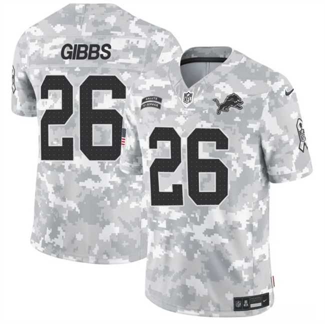 Men%27s Detroit Lions #26 Jahmyr Gibbs 2024 F.U.S.E Arctic Camo Salute To Service Limited Stitched Football Jersey Dzhi